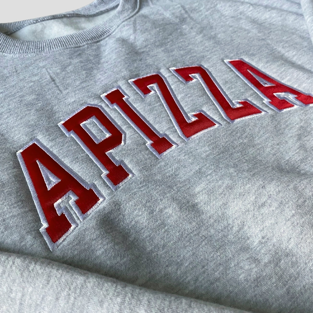 Apizza College Block Embroidered Crewneck