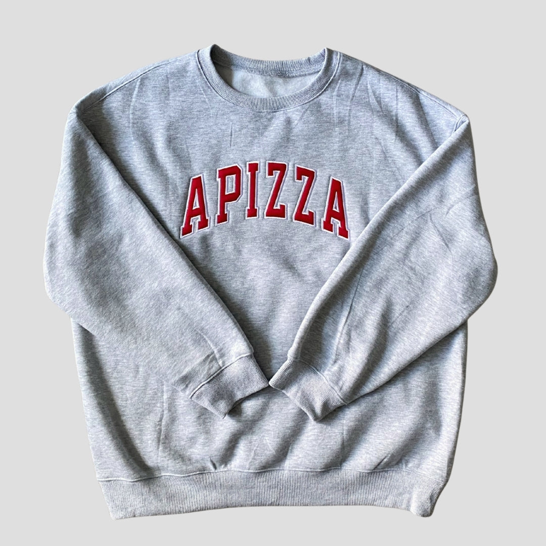 Apizza College Block Embroidered Crewneck